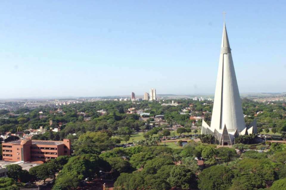 Catedral de Maringá, uma das melhores cidades para morar, vista de cima.