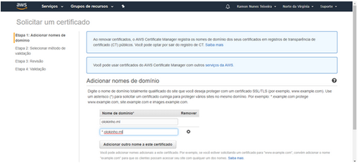 Solicitando um certificado