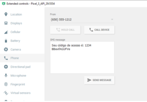 Simulação de envio do SMS