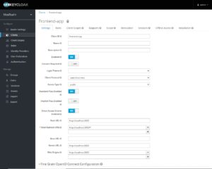 client settings do Keycloak